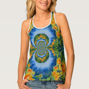 Elegant abstract floral pattern sunflower fields  tank top