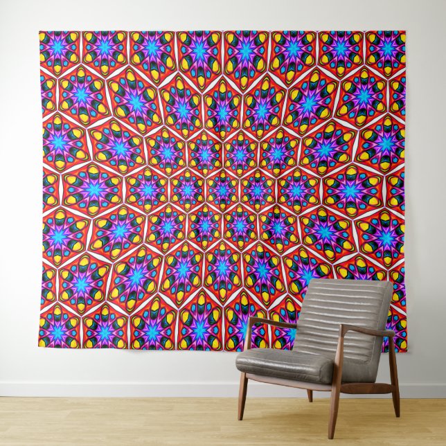 Elegant Abstract Floral Pattern Tapestry (In Situ (Horizontal))