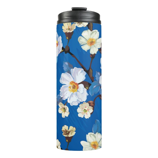 Elegant abstract floral pattern thermal tumbler (Front)