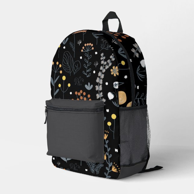 Elegant Abstract Floral Seamless Pattern Printed Backpack (Back Corner Right)