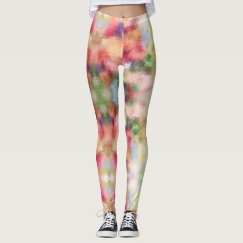 Elegant Abstract Floral Template Modern Colorful Leggings