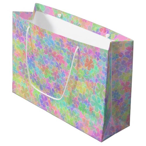 Elegant Abstract Flowers Colorful Floral Template Large Gift Bag