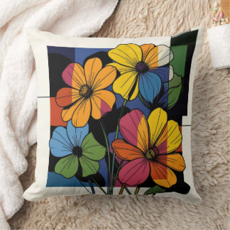 Elegant Abstract Flowers Throw Pillow