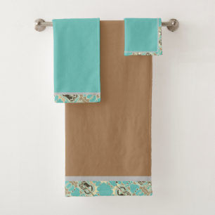 Elegant Abstract Geometric Background Brown Bath Towel Set
