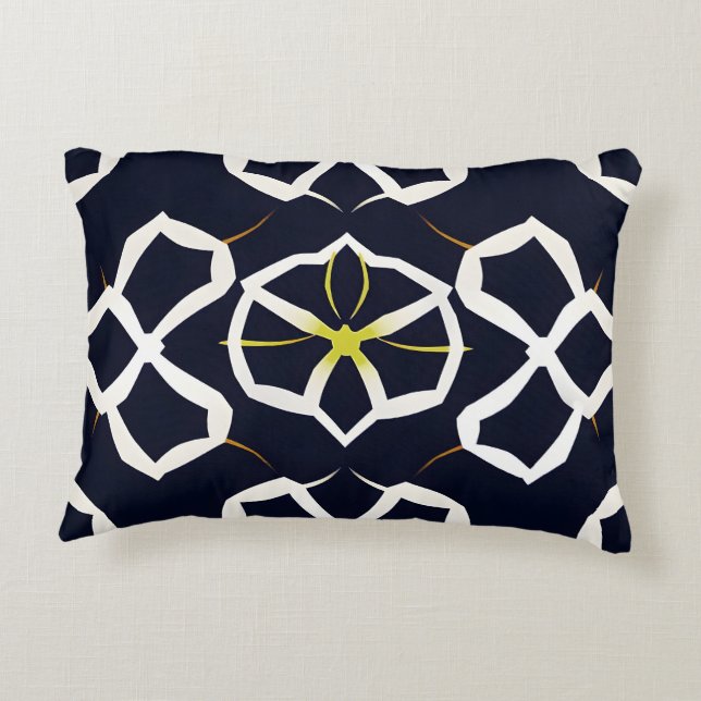 Elegant Abstract Geometric Pattern in Navy Blue Accent Pillow (Back)