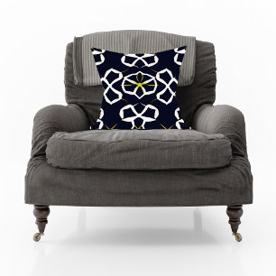 Elegant Abstract Geometric Pattern in Navy Blue Throw Pillow