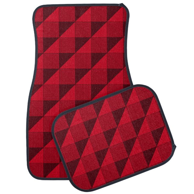 Elegant Abstract Geometric Pattern in Red Shades Car Floor Mat (Set)