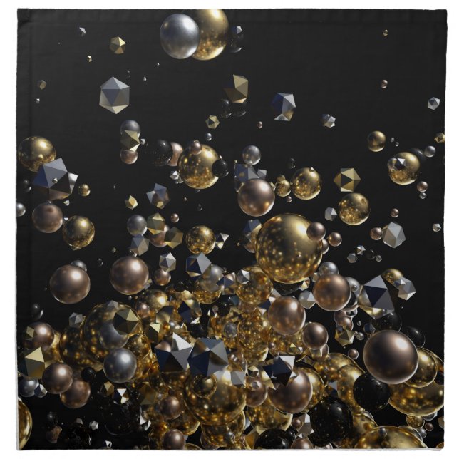 Elegant Abstract Geometry Explosion -Gold & Silver Cloth Napkin (Front)