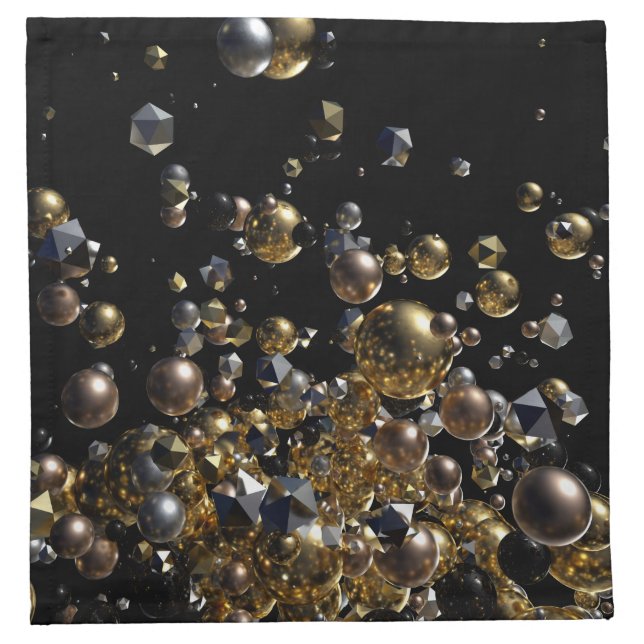 Elegant Abstract Geometry Explosion -Gold & Silver Cloth Napkin (Front)