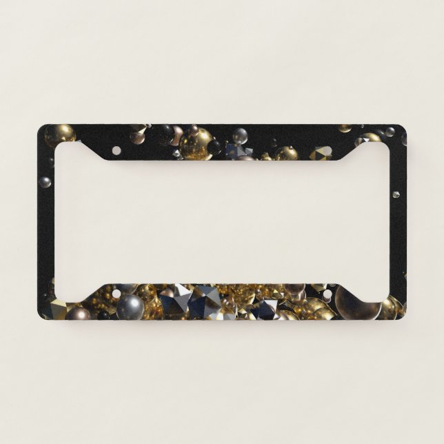 Elegant Abstract Geometry Explosion -Gold & Silver License Plate Frame (Front)