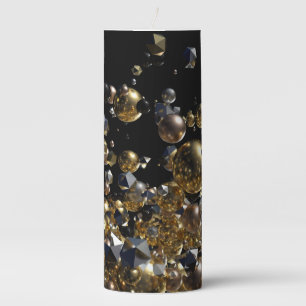 Elegant Abstract Geometry Explosion -Gold & Silver Pillar Candle