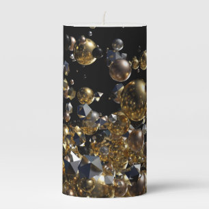 Elegant Abstract Geometry Explosion -Gold & Silver Pillar Candle
