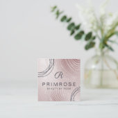 Elegant Abstract Glam Rose Gold Luxury Monogram Square Business Card (Standing Front)