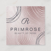Elegant Abstract Glam Rose Gold Luxury Monogram Square Business Card (Front)