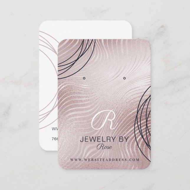 Elegant Abstract Glam Rose Jewelry Earring Display Business Card (Front/Back)