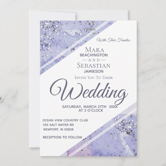 *~* Elegant Abstract Glitter AR17 Wedding Invitation (Front)