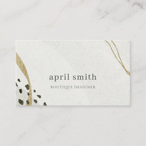 Elegant Abstract Glitter Ivory Gold Watercolor Bus Business Card