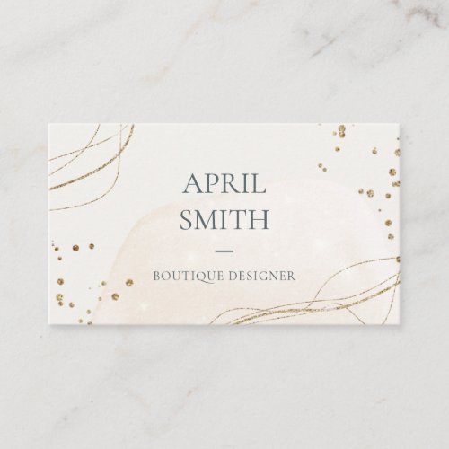 Elegant Abstract Glitter Ivory Gold Watercolor Business Card