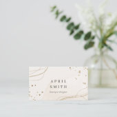 Elegant Abstract Glitter Ivory Gold Watercolor Business Card (Standing Front)
