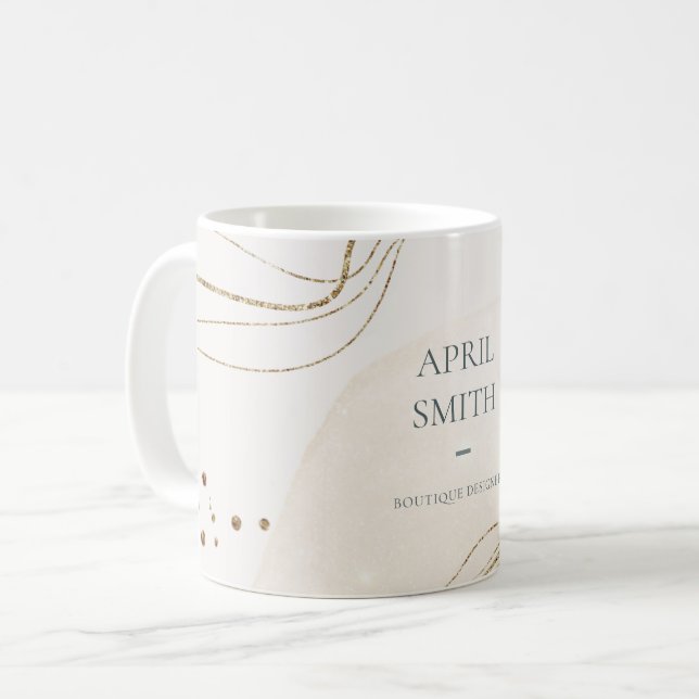 Elegant Abstract Glitter Ivory Gold Watercolor Coffee Mug (Front Left)