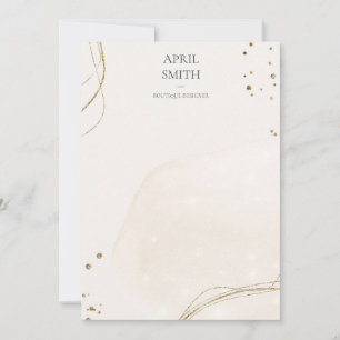 Elegant Abstract Glitter Ivory Gold Watercolor Note Card