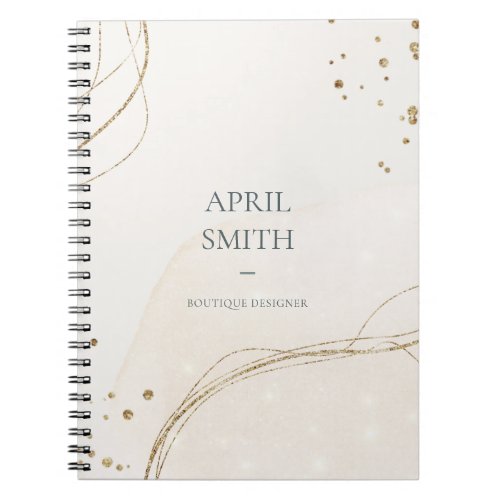Elegant Abstract Glitter Ivory Gold Watercolor Notebook