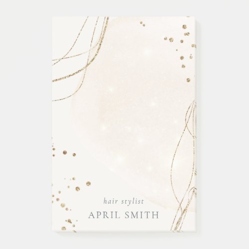 Elegant Abstract Glitter Ivory Gold Watercolor Post_it Notes