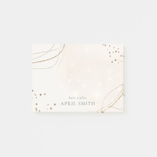Elegant Abstract Glitter Ivory Gold Watercolor Post_it Notes