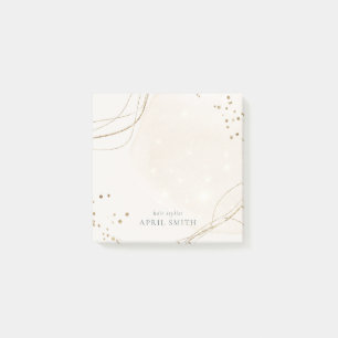 Elegant Abstract Glitter Ivory Gold Watercolor Post-it Notes