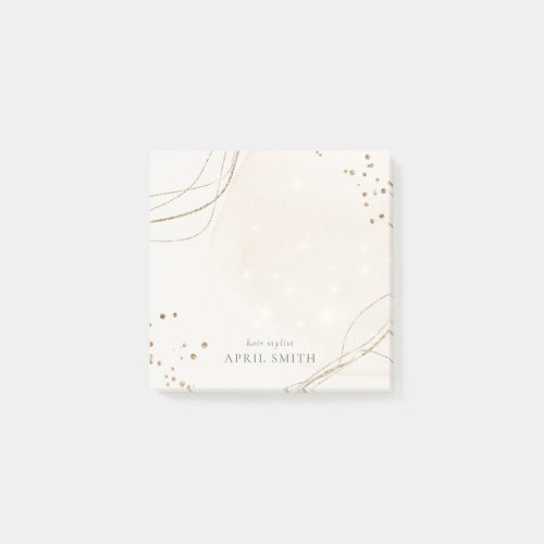 Elegant Abstract Glitter Ivory Gold Watercolor Post_it Notes