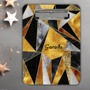Elegant abstract gold black geometric clipboard