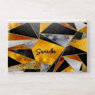 Elegant abstract gold black geometric HP laptop skin