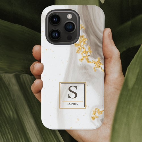 Elegant Abstract gold glitter black watercolor Case_Mate iPhone 14 Pro Case