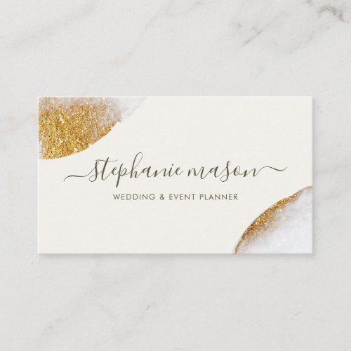 Elegant Abstract Gold Glitter Watercolor Calling Card