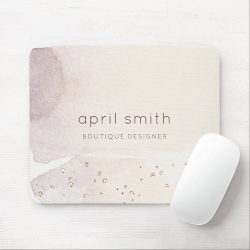 Elegant Abstract Gold Purple Watercolor Glitter Mouse Pad