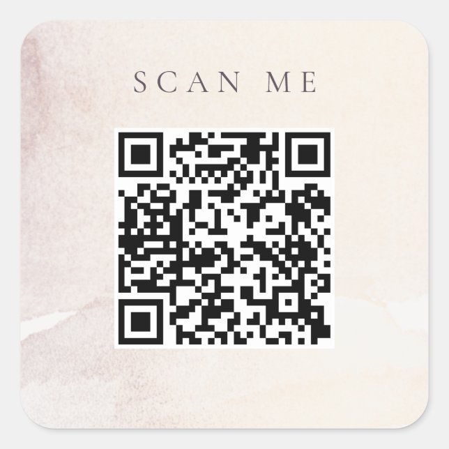 Elegant Abstract Gold Purple Watercolor QR Code Square Sticker (Front)