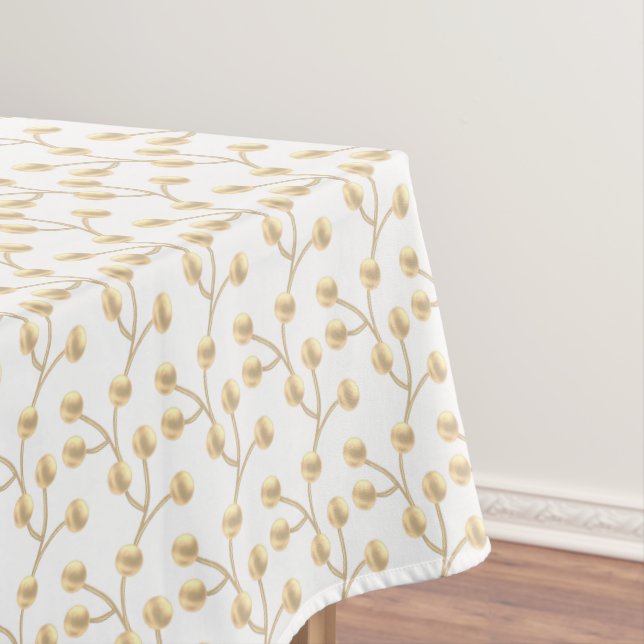 Elegant Abstract Golden Jade Tree on White Tablecloth (In Situ)