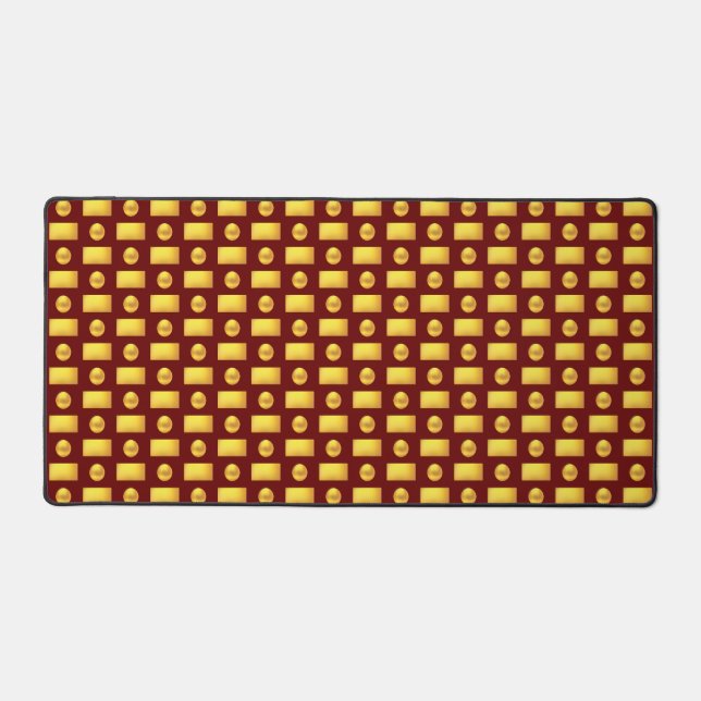 Elegant Abstract Golden & Maroon Desk Mat (Front)