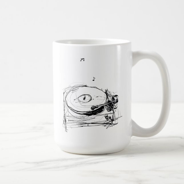Elegant Abstract Gramophone Sketch Coffee Mug (Right)