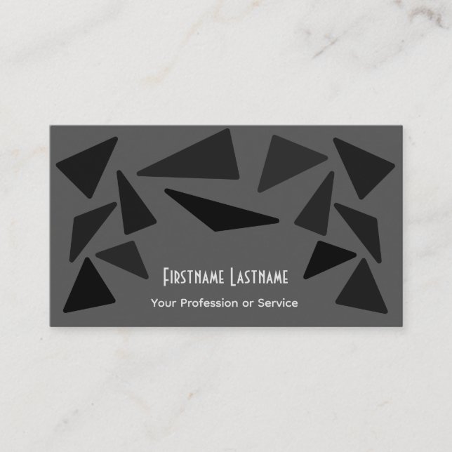 Elegant abstract gray black triangles mosaic tiles business card (Front)
