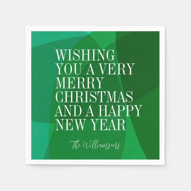 Elegant Abstract Green Festive Christmas Custom Napkins (Front)