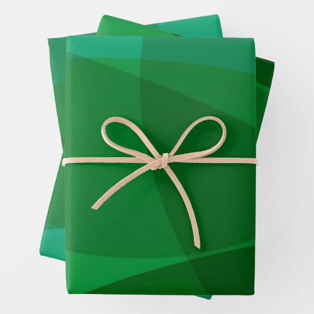 Elegant Abstract Green Festive Christmas Holiday Wrapping Paper Sheets (In situ)
