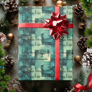 Elegant Abstract Green Personalized Wrapping Paper