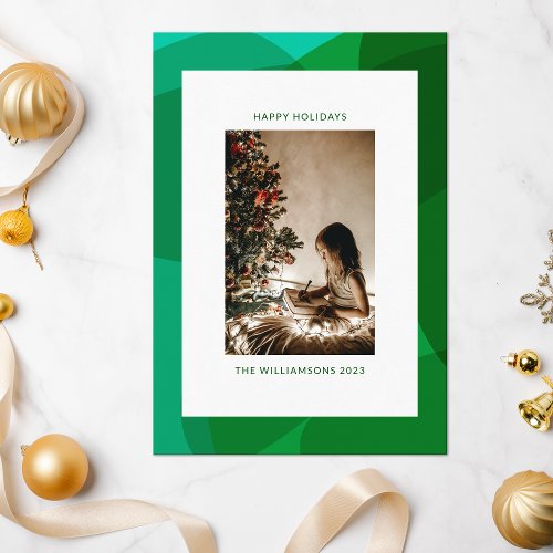 Elegant Abstract Green Photo Festive Christmas Holiday Card