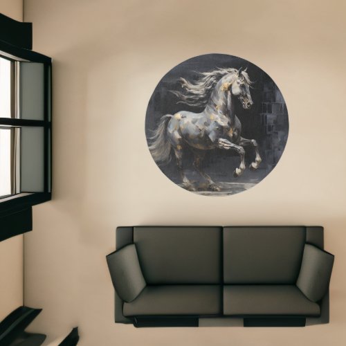 Elegant Abstract Grey with Gold Baroque Horse Rug