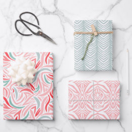 Elegant Abstract in Pink and White Christmas Wrapping Paper Sheets
