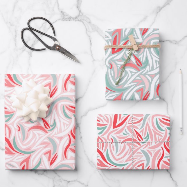 Elegant Abstract in White Christmas Wrapping Paper Sheets (Front)