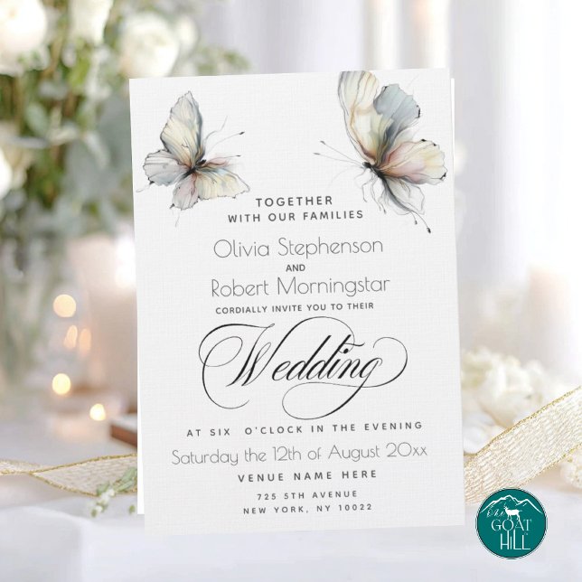 Elegant Abstract Ink Pastel Butterflies  Invitation (Creator Uploaded)
