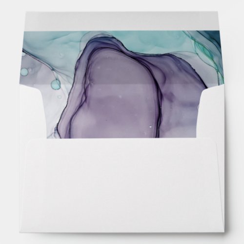 Elegant Abstract Ink Teal and Plum Envelope