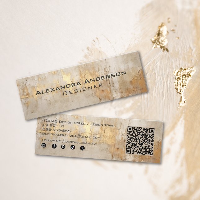 Elegant Abstract Ivory Gold Glitter Professional Mini Business Card (Elegant Abstract Ivory Gold Glitter Professional Mini Business Card)